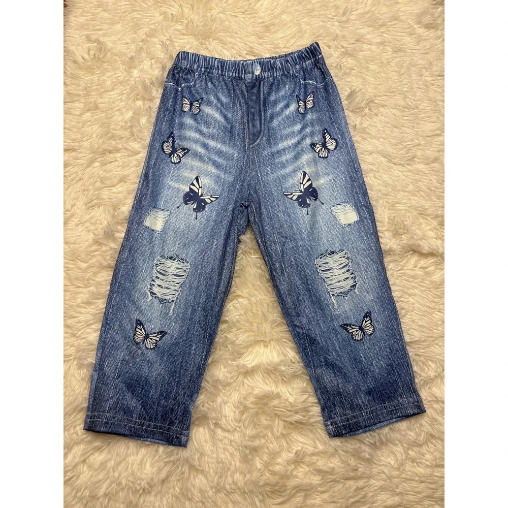 SHEIN Toddler Girls Blue White Clothing Lot 2-3Y Jumpsuit Dress Leggings 7pc Set